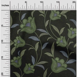 oneOone Velvet Green Fabric Dotted Floral Quilting Supplies Print Sewing Fabric by The Yard 58 Inch Wide