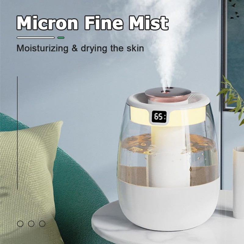 DONGKER Double Spray Humidifier,1L Silent USB Digital Display Humidifier with