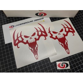 Deer Skull Decals Predator Hunting Stickers Game Hunter Bone Collector Outdoorsman Hunting Accessories (6x6, Blood Red)