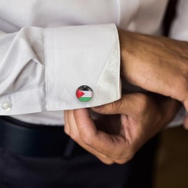 GALPADA Palestinian Flag Cufflinks for Men 4Pcs Zinc Alloy French Cuff Shirt Buttons National Flag Jewelry for Formal and Casual Wear