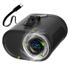 2025 New Portable Waist Clip & Personal Belt Fan, Rechargeable Shirt Fan with Light & Retractable Built-in Cable, Adjustable 10600RPM Strong Airflow, 20H Runtime, Hands-Free for Hiker, Worker