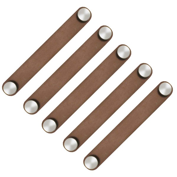 POFET Pack of 5 Nordic Wardrobe Door Handles, Soft PU