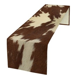 ShiTingYu Cow Print Table Runner Retro Brown White Cow Fur Animal Fur Skin Farmhouse Theme Vintage Table Runner for Kitchen Arty Holiday Dinner Kids Boys Girls13x36 Inch