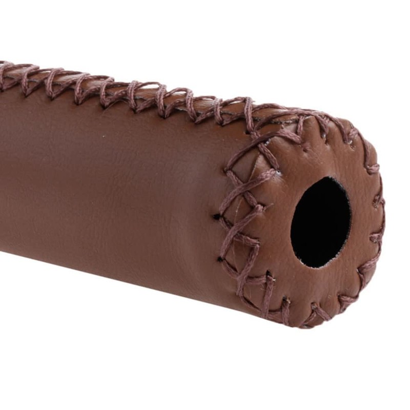 Riloer Bicycle Handlebar Grips Leather Retro Grips Set Leather Black