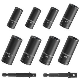 8Pcs Thread Tap Socket Set, 1/4" & 3/8" Drive Tap Socket Wrench Kit, Screw Taps Sockets Adapter Holder for Auto Home Repair Threading Task, Compatible All M.C.T.I. Tap Up to 1/2", Fit for 1/8" NPT Tap