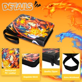 MXJIAELE Card Binder Cards Holder 4-Pocket, Trading Binders for Card Games Collection Case Book Fits 400 Cards with 50 Removable Sleeves Display Storage Carrying Case