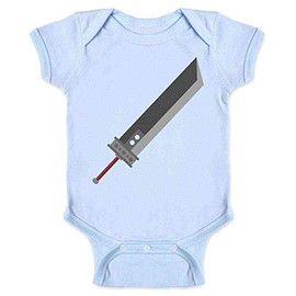 Pop Threads Fantasy Buster Sword Gamer Infant Bodysuit for Newborns and Infants Light Blue 6M