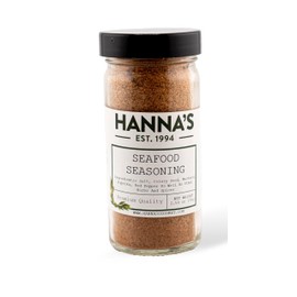Hanna's Seafood Seasoning, Salmon, Bass, Fish, Spices, Blend, Gourmet, Premium Quality, 4 fl oz Glass Jar