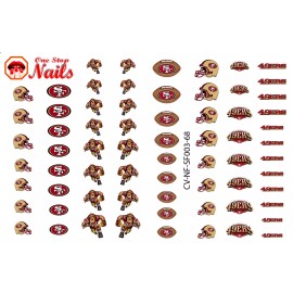 One Stop Nails San Francisco 49ers Waterslide & Clear Vinyl PEEL and STICK nail decals/sticker - 003, Waterslide