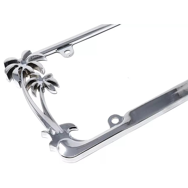 BLVD Tropical Palm Tree Chrome Polished License Plate Frame (2