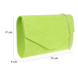 Girly Handbags Womens Plain Faux Suede Clutch Bag (Lime)