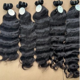 Cuticle Aligned Cambodia Raw Hair Wavy Original Human Hair Body Wave Hair Extensionsstyle: Natural Wave, color: Black, Stretched Length: 12 inches
