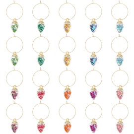 ELANE 20 Pcs Wine Glass Markers Charms,Wine Glass Charm Rings,Wine Charms for Stem Glasses,Glass Markers for Drinks,Wine Glass Tags