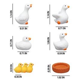 HUFIDA Duck Cute Car Accessories Dashboard Decorations, 8 PCS Resin Mini Ducks Car Decor for Women (White)