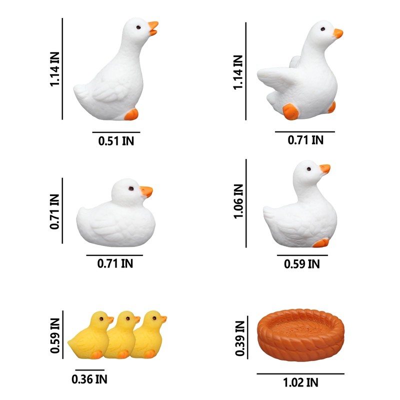 HUFIDA Duck Cute Car Accessories Dashboard Decorations, 8 PCS Resin