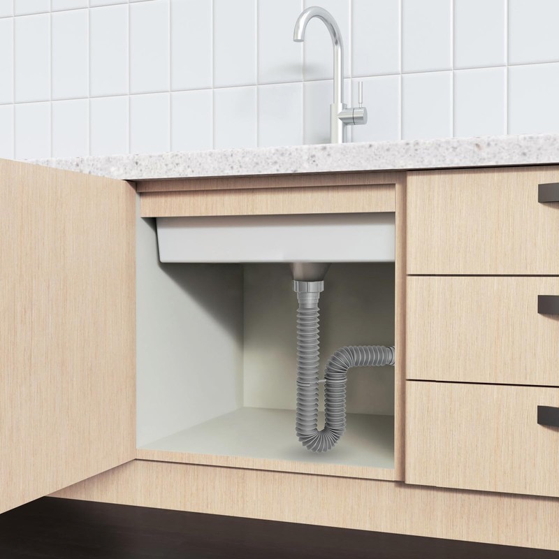 Cinsda 1-1/2" & 1-1/4" P-trap with Adapter, Flexible Sink Drain
