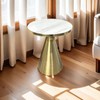 21″X17.5″ Gold Minimalist Round Living Room Table Rock Panel Surface,