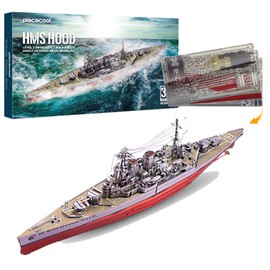 Piececool 3D DIY Metal Model Kits - Battlecruiser HMS Hood - Advanced Battleship Metal Puzzle for Teens & Adults, Highly Detailed Watercraft Models