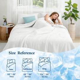 Twin Size Seersucker Cooling Comforter - Lightweight Q-Max 0.45 Summer Bedding for Hot Sleepers & Night Sweats, Ultra Soft Reversible Comforter, Breathable Blanket, 68"x90", White