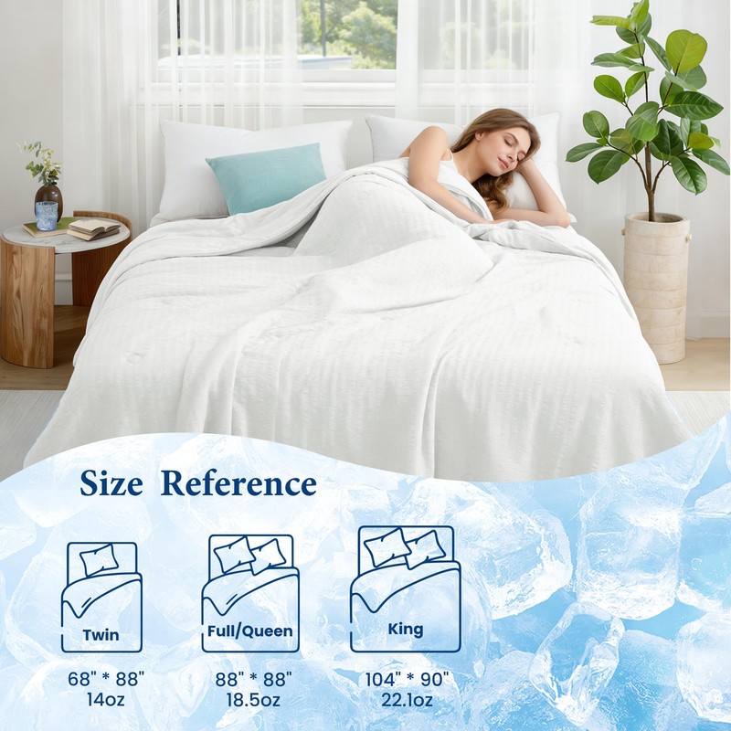 Twin Size Seersucker Cooling Comforter - Lightweight Q-Max 0.45 Summer