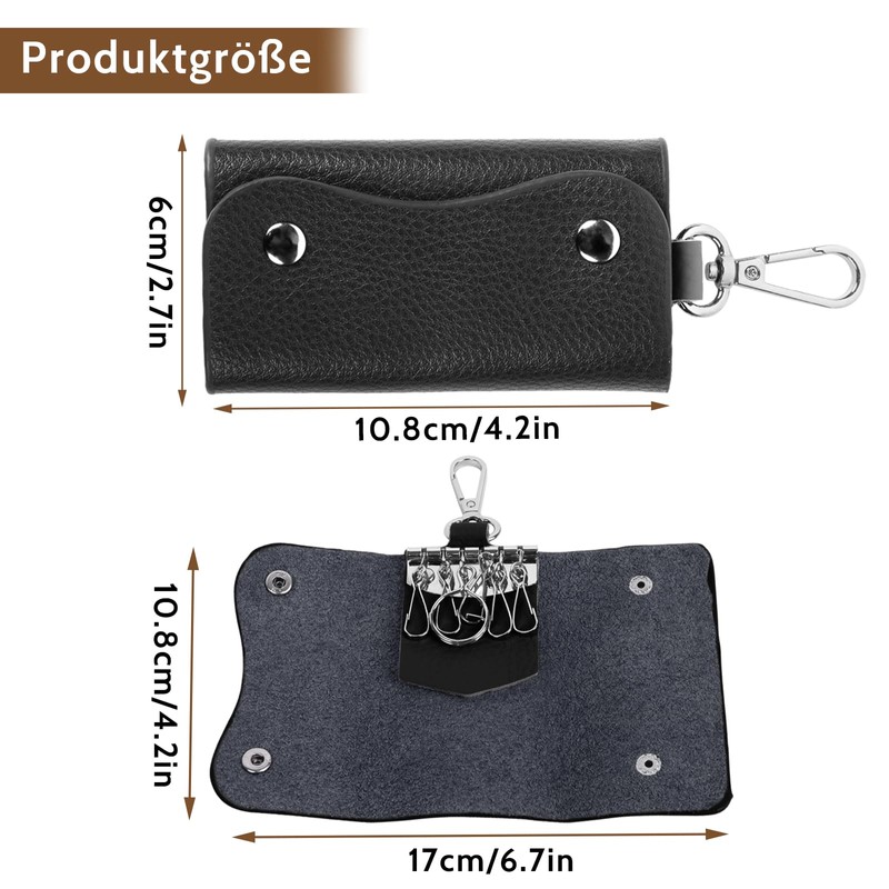 Generic Large Leather Key Case, Car Key Bag with 6
