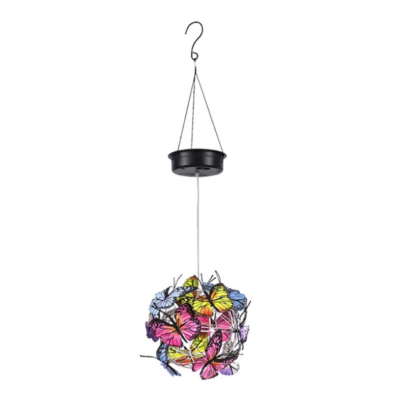Solar Powered Garden Hanging Lights Mesh Orb with Butterflies Waterproof