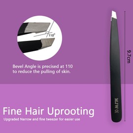 MJW Professional Eyebrow Tweezers Slant Tip Stainless Steel Plucking Tweezers for Face Hair Removal for Women and Men Precision Tweezers for Ingrown Hair