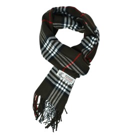 Glory Max Unisex Classic Tartan Plaid Winter Scarf Soft Cashmere Feel 72"x12" (Brown)