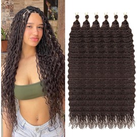 Alaleibaby Ocean Wave Crochet Hair 22 inch Deep Wave Crochet Hair 6 Packs Deep Wave Curly Braiding Extensions Ocean Wave Braiding for Black Women