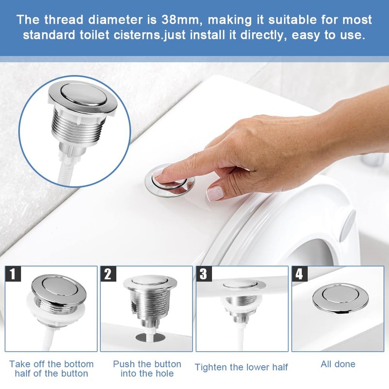 Favengo Toilet Flush Button, Dual Cistern Button, ABS Chrome-Plated Bathroom