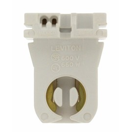 Leviton 660W Medium G13 Bi-Pin Low Profile Slide-On Turn-Type Shunted Standard Fluorescent Lampholder, 23351, White