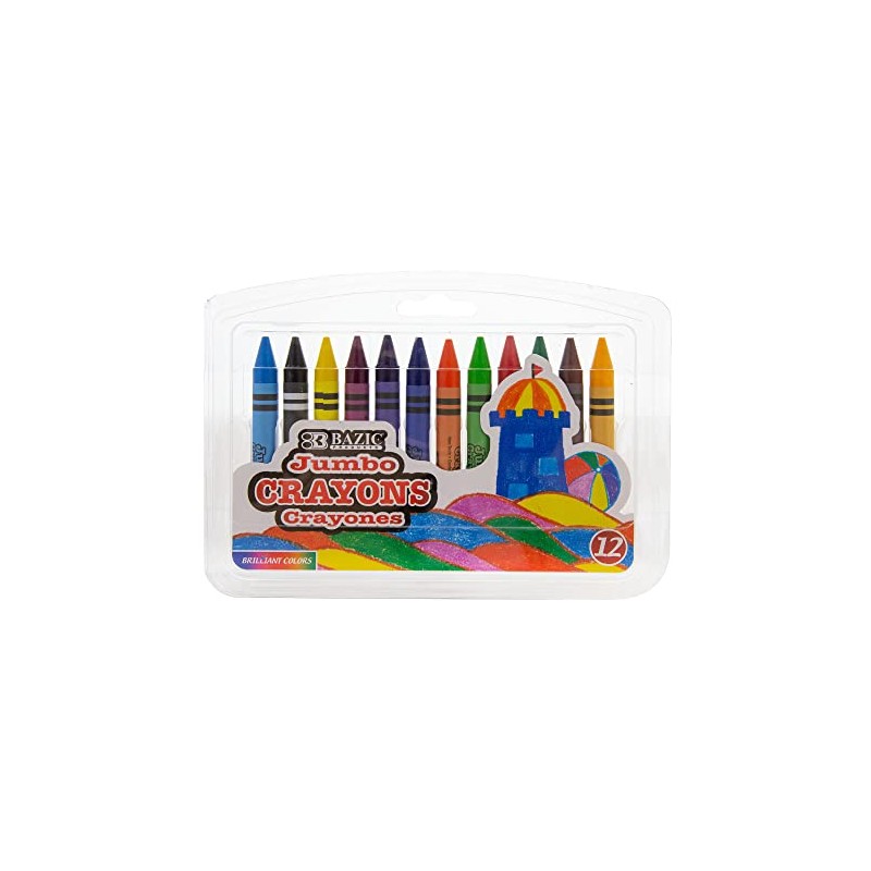 BAZIC 12 Color Premium Quality Jumbo Crayon