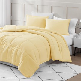 Casa Platino Pre-Washed King Size Comforter Set- 3 Piece Comforter Set - Fluffy Duvet Insert King Size, Ultra Soft & Cozy Comforter King Size - 100% Microfiber Bedding King Size Comforter Set- Vanilla