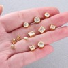 Z ZACHÉ 6 Pairs Tiny Stud Earrings Square Round Cubic