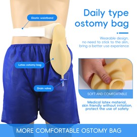 Colostomy bags, Reusable Drainable Pouches for Ostomy Ileostomy Stoma Care Portable Urine System Urinary Collection Bag with a Belt, Ostomy Supplies, Non-irritating, for Elderly&Man Day&Night (1000ml)