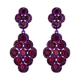 EVER FAITH Women's Earrings Wedding Bridal Rhombus Rhinestone Crystal Hollow Chandelier Earrings, Crystal