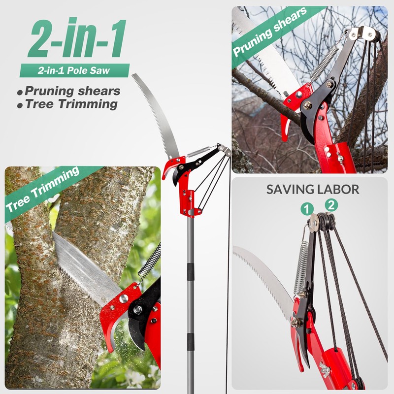 Suchtale 14ft Pole Saw, Manual Tree Pruner with Sharp Steel