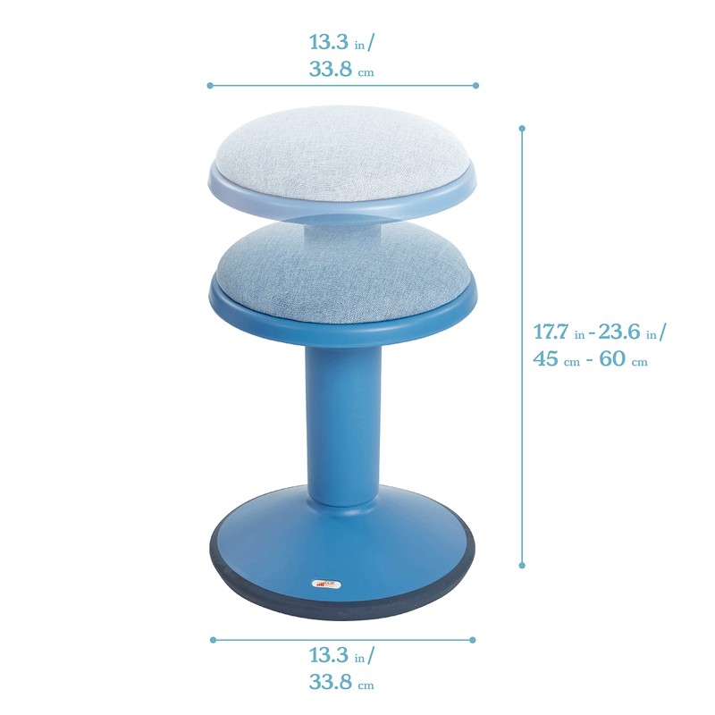 ECR4Kids Sitwell Wobble Stool with Cushion, Adjustable Height, Active Seating,