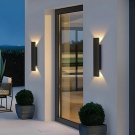 LED Long Wall Light LED Up Down Outdoor Mounted Modern Lighting Fixture ，100-277V，IP65 Waterproof Outdoor Wall lamp, Suitable for Courtyard/Exterior Wall/Patio(3000K Warm Light, 7.8inch)