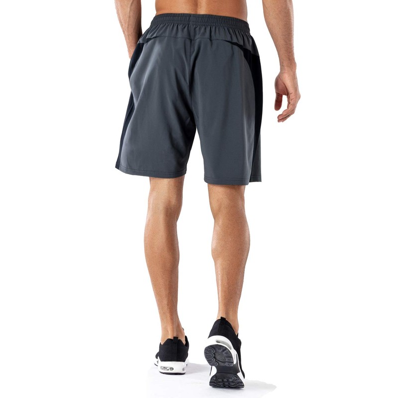 HMIYA Men's Sports Shorts, Quick-Drying Shorts with Zip Pocket, gray