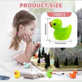 Vivid Realistic Shape Tiny Ducks Set, 100Pcs Mini Resin Duck Ornaments, Landscape Decorations Rubber Ducks, Miniature Ducks Toys Figures for Party Aquariums Dollhouses DIY Craft (Macaron color)