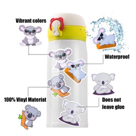 cobee Cute Koala Stickers, 50PCS Cartoon Animal Decals Waterproof Vinyl Decal Koala Bears Decals Teacher Reward Stickers Aesthetic Sticker for Kids Water Bottles Skateboard Guitar