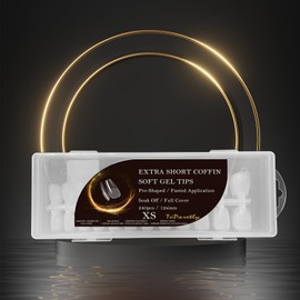 TúParetly False Nail Extra Short Coffin, Half Matte Coffin Nail Tips, 240PCS, Full Cover Soft false Coffin Nail Tips Artificial Nail Extensions Set, for press on nails summer DIY Nail Art