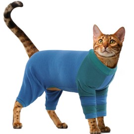 OUOBOB Sticky Hair Cat Clothes, Sphynx Hairless Cats Sweater, Prevent Lost Hair Onesie Shirts for Cats Only, Kitten Apparel Pajamas Jumpsuit, Cat Turtleneck for Sphynx Cornish Rex, Cat Recovery Suit