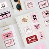 50Pcs Pink Sweet Heart Stickers Pack, Kawaii Aesthetic Bow Waterproof