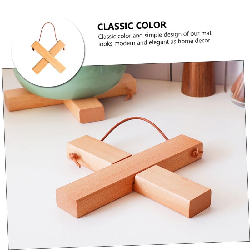 BIUDECO Detachable Wooden Pot Mat Cross Shaped Heat Insulation Pad