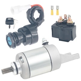 Starter Motor for Kawasaki Prairie 360 KVF360 2x4 4x4 2003 2004 2005 2006 2007 2008, 21163-1328 410-54082 211631328 SMU0278 18717 18717N 49-5177 with Starter Solenoid & Ignition Switch（Metal）
