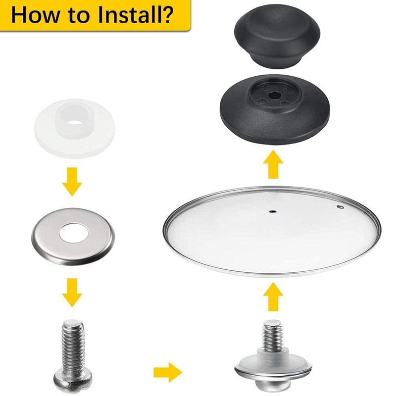 ERFGT 6 x Pot Lid Knobs, Replacement Handle Knobs, Glass