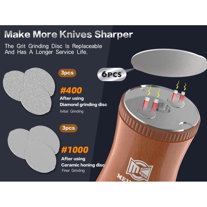 Knife Sharpener Tool Kit 6 Pcs Diamond Ceramic Disc Knife