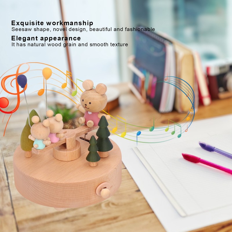 Wooden Seesaw Music Box Handicraft Home Decoration Desktop Ornament Valentine's